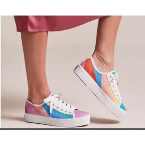 Keds x Kate Spade Triple Kick Rainbow Stripe Canvas Platform Sneakers